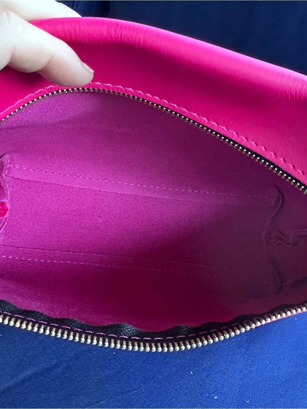 Portland Leather Hot Pink Zip XL Cosmetic Pouch - Picture 5 of 5